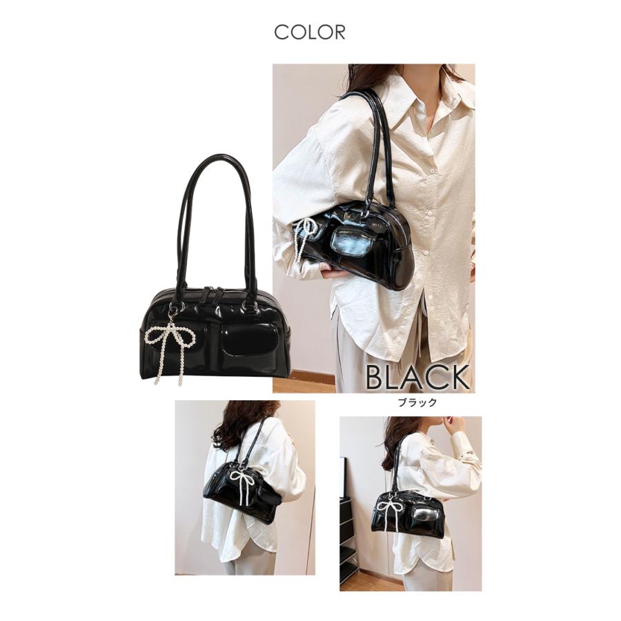 ミニボストンバッグ レディース フェイクレザー トートバッグ チャーム付き パール リボン ハンドバッグ 前ポケット プレゼント 肩掛け GPT 送料無料(gu1c802) | ブランド登録なし | 13