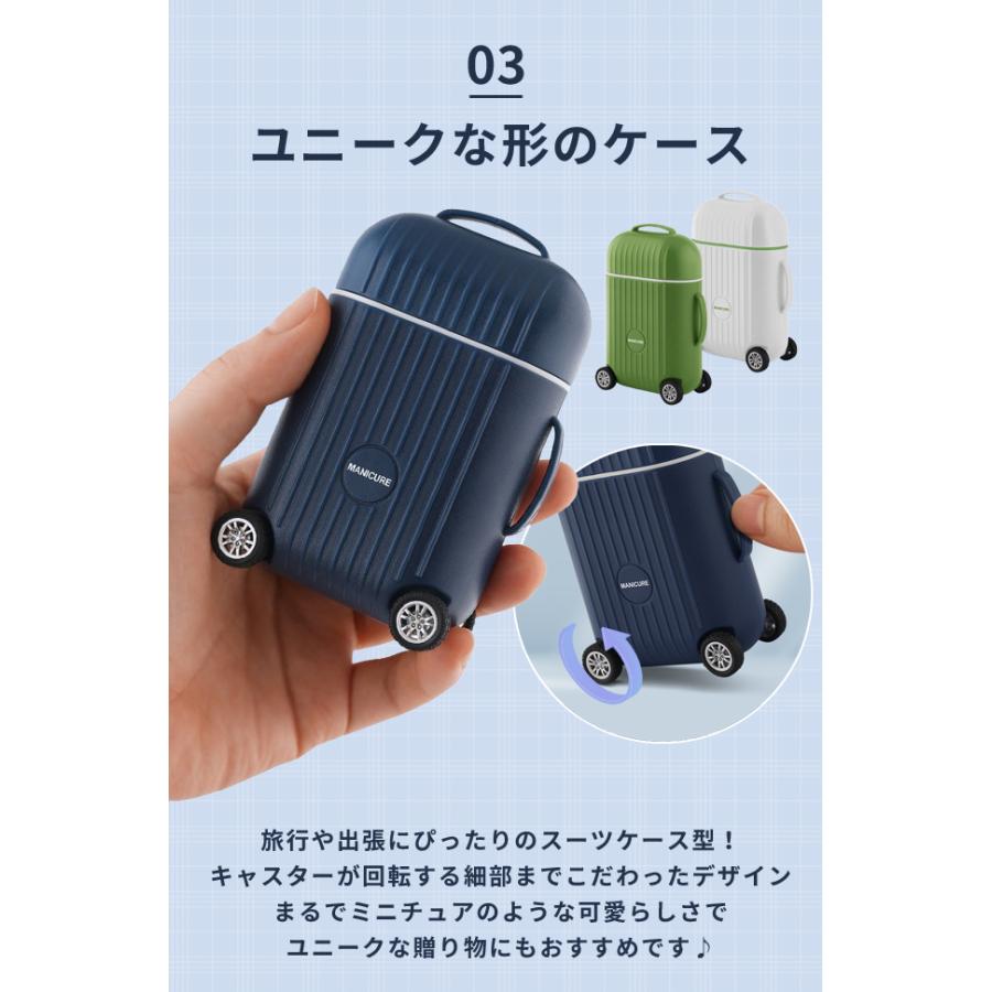 爪切りセット ネイルケアセット 旅行 ガラス爪やすり ハサミ 甘皮ケア ピンセット 耳かき 剃刀 8点 スーツケース型 コンパクト 持ち運び GPT 送料無料(gu1c814) | ブランド登録なし | 06