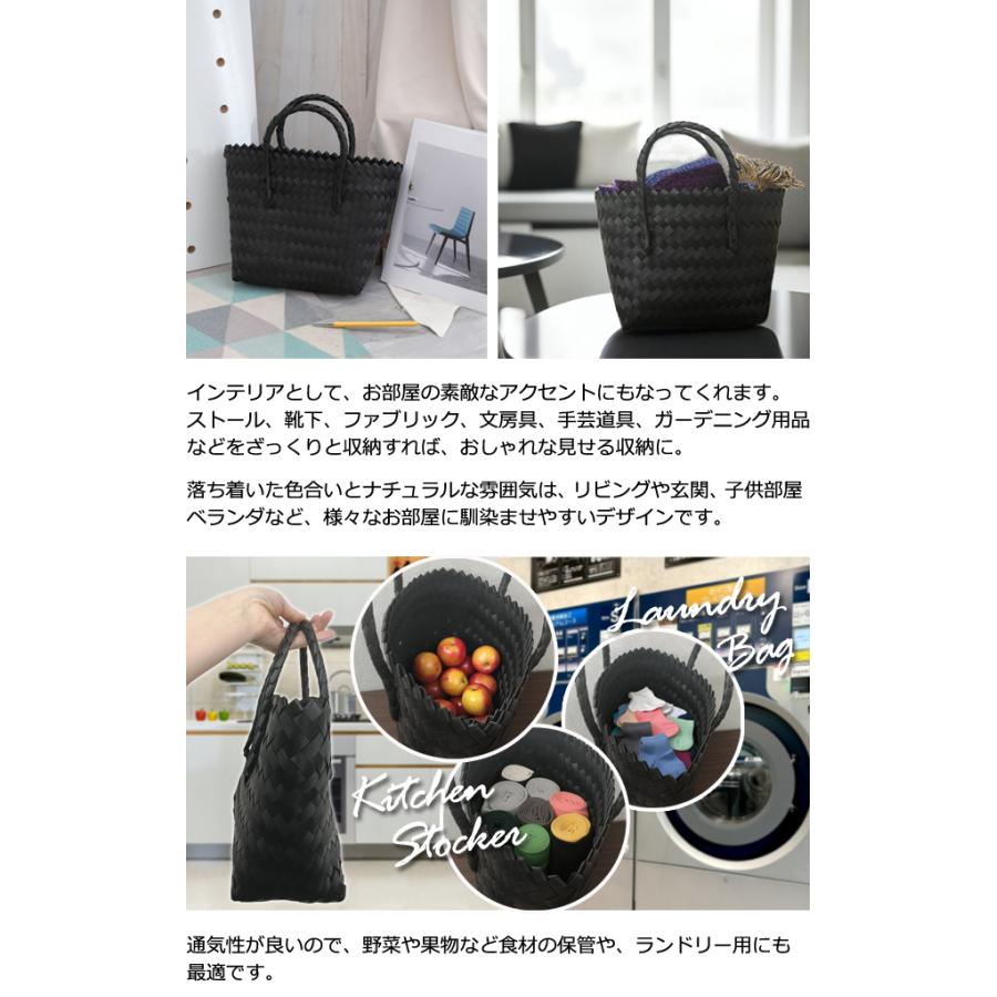 ミニかごバッグ トート 黒 無地 かご 小サイズ ストロー PP バッグ