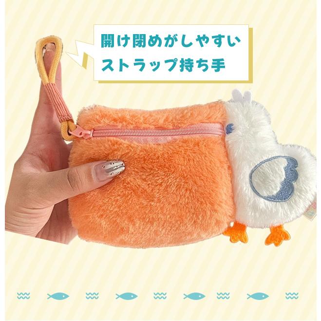 ポーチ 小物入れ ミニポーチ アニマル ペリカン 鳥 かわいい 小さめ 薬 目薬 イヤホン コスメ リップケース 小銭 財布 ふわふわ GPT 4点迄メール便OK(gu1c827) | ブランド登録なし | 03