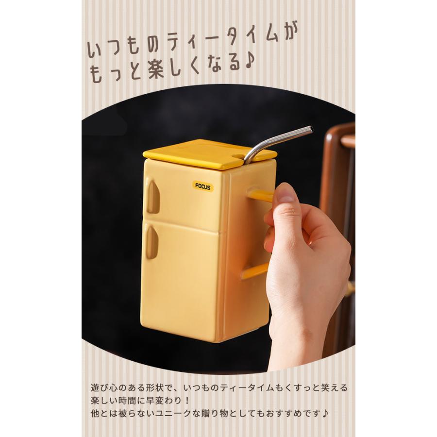 訳あり マグカップ おもしろグッズ 冷蔵庫型 デザイン コップ ストロー付き 蓋付き コーヒーカップ 大きい 550ml プレゼント 面白い GPT gu1c566-b(gu1c843) | ブランド登録なし | 06