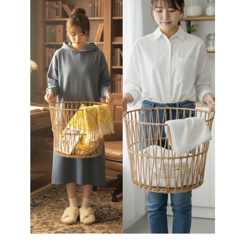 カゴ 収納 バスケット 大 ペーパーロープ 持ち手 付き スクエア ラウンド 型 大きい 大型 大容量 ナチュラル おしゃれ GPT(gu1c858)送料無料 | ブランド登録なし | 10