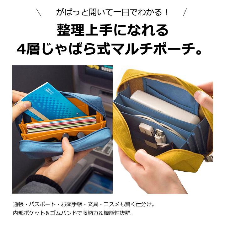 通帳 ケース 4層 仕切り ポーチ お薬手帳 パスポート A6 収納 印鑑 カード マルチケース ゴムバンド 文具 おしゃれ GPT 2点迄メール便OK(gu1c863) | ブランド登録なし | 01