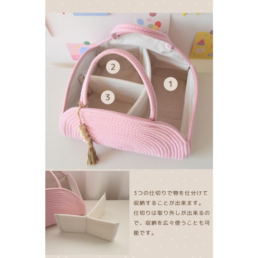 おもちゃ箱 おもちゃ入れ コットンロープ 布 玩具 おむつストッカー ベビー用品 収納 かご バスケット 持ち手付き 仕切り インテリア GPT 送料無料(gu1c867) | ブランド登録なし | 04