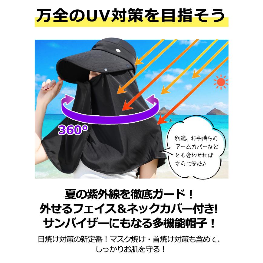 「レビュー記入でメール便送料無料」 帽子 UVカット 日焼け防止 2WAY フェイスカバー サンバイザー 紫外線対策 GPT gu1c878-mail(gu1c879)(1通につき1点迄) | ブランド登録なし | 05