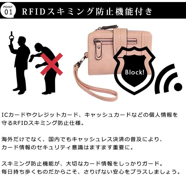 「レビュー記入でメール便送料無料」防犯 スキミング防止 財布 二つ折り ストラップ付き 紐付き RFID ファスナー PUレザー GPT gu1c889-mail(gu1c890)(1通2点迄) | ブランド登録なし | 03