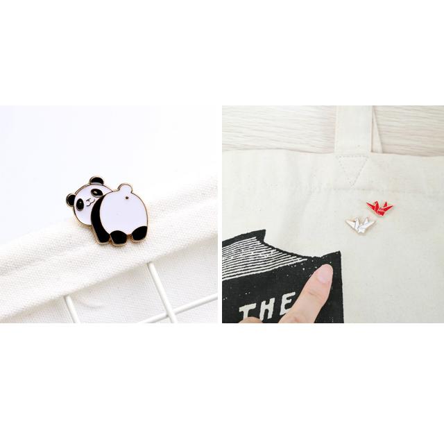 ピンバッジ 2種セット 桜 折り鶴 パンダ ピンズ バッジ ピンバッチ  アジアン 花 桜 シュール ブローチ  襟ピン 20点迄メール便OK (gu1c895) | ブランド登録なし | 02