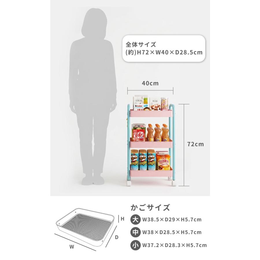 キャスターワゴン 収納ワゴン 3段 高さ72cm マルチワゴン キャスター付き バイカラー キッチン ベビー用品 赤ちゃん 子供部屋 ラック GPT 送料無料(gu1c935) | ブランド登録なし | 06