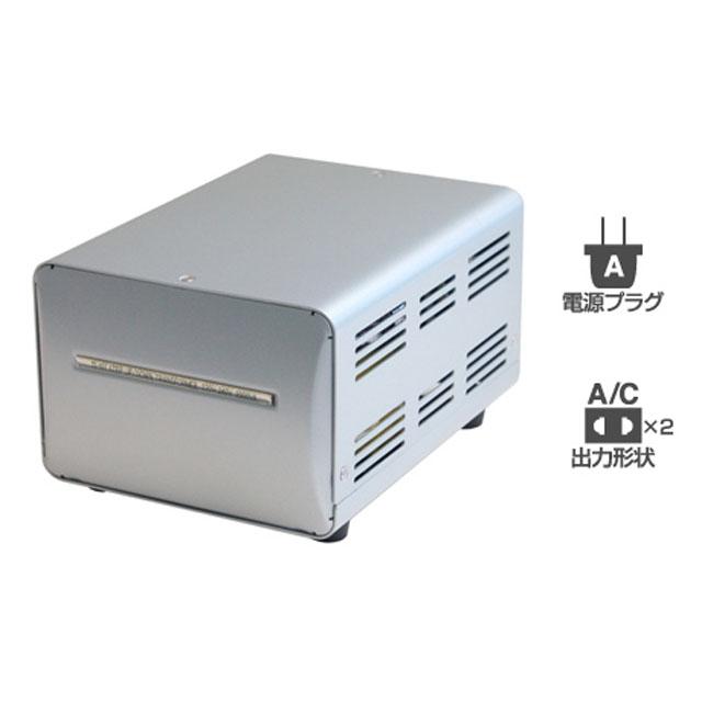 変圧器　1500W コンセント2口つき カシムラ変圧器1500Wコンセント2口