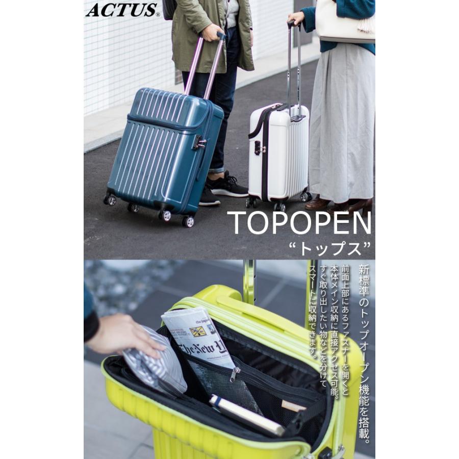 新品 ACTUS TOPOPEN キャリーケース 33L 機内持ち込み スーツケース Mサイズ トップオープン キャリーバッグ TSA 協和 ACTUS