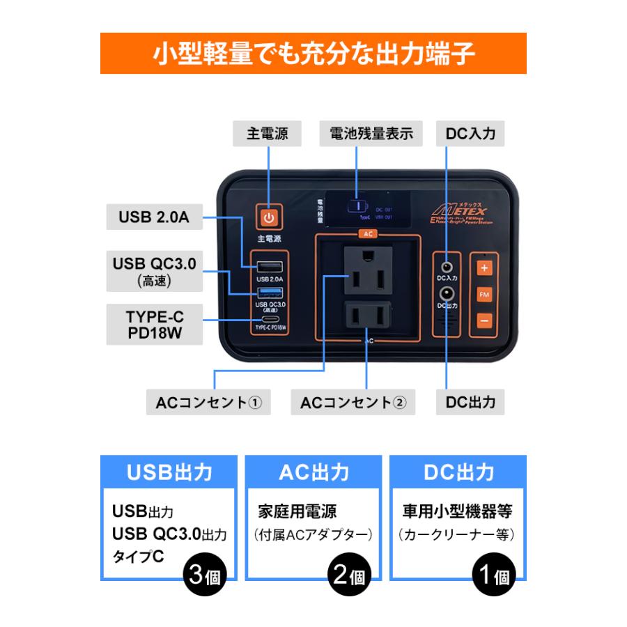 ポータブル電源 小型 充電器 大容量 充電 軽量 24,000mAh FM ラジオ LEDライト 大容量充電地 EVERBright メガパワーステーション コンパクト SSBFMPS(me0a021) | メテックス | 05