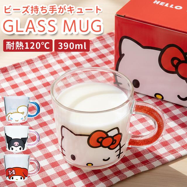 sanrio（サンリオ） マグカップ コップ 耐熱ガラス ビーズ持ち手
