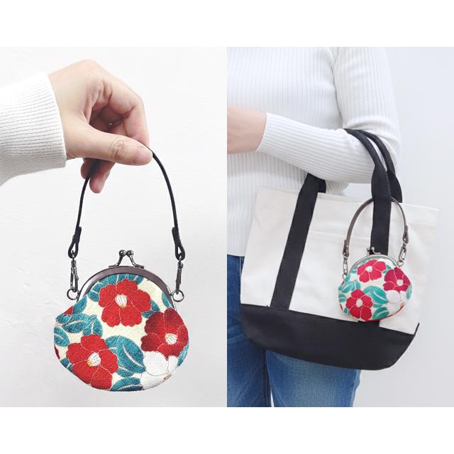 がま口 ポーチ ストラップ付き 丸がま口 財布 ミニ 小銭入れ ちりめん 桜 椿 和雑貨 和柄 外国人 お土産 プレゼント ギフト GMG13 4点迄メール便OK(on0a045) |  | 03