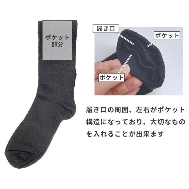 紙幣やメモを収納！ ポケットインソックス 靴下 海外旅行 貴重品入れ 隠しポケット スリ対策 便利 Sサイズ 22〜24cm 黒 2点迄メール便OK(ra1a025) |  | 01