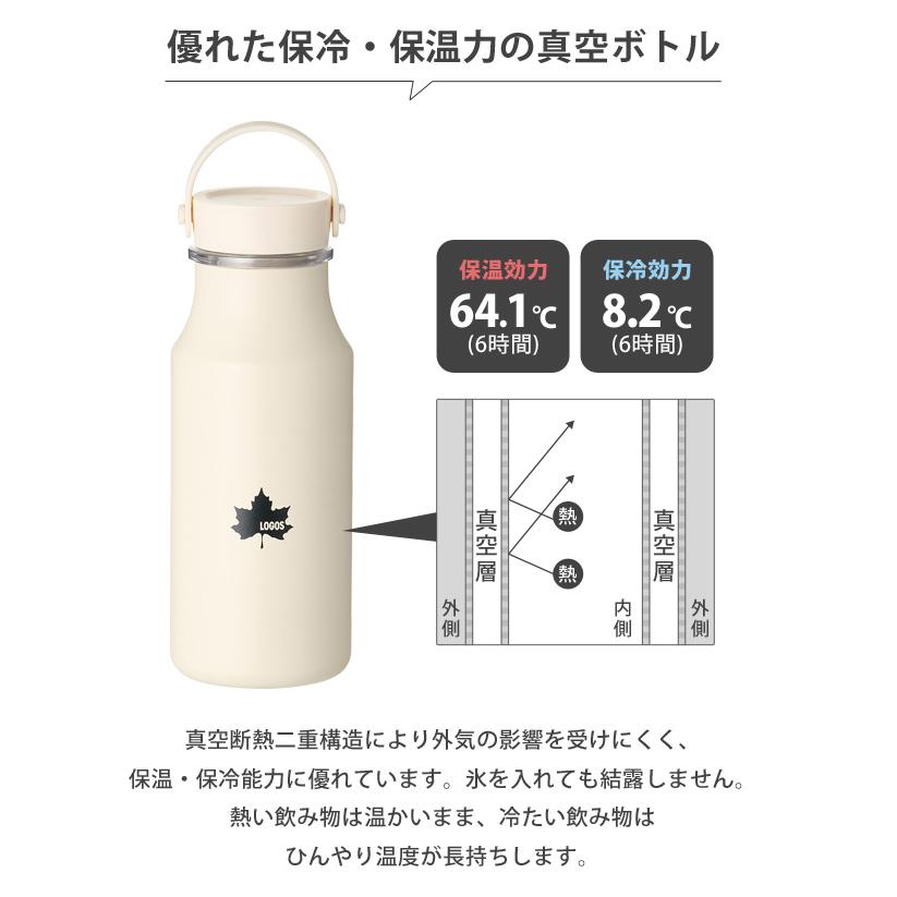 ロゴス 水筒 500ml 真空デザインボトル ウォーターボトル 保冷 保温 持ち手付き ハンドル 食洗器対応 ステンレスボトル アウトドア 通勤 通学 81284100(ro0a186) | LOGOS | 02