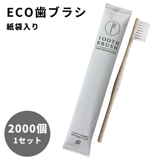 業務用 使い捨て 歯ブラシ エコ 個包装 2000個 1セット 紙袋入り 先細 三和 ホテル アメニティ 2000本入 衛生 まとめ買い 旅行 防災用品 TB-006ECO(sa7a073) | ブランド登録なし