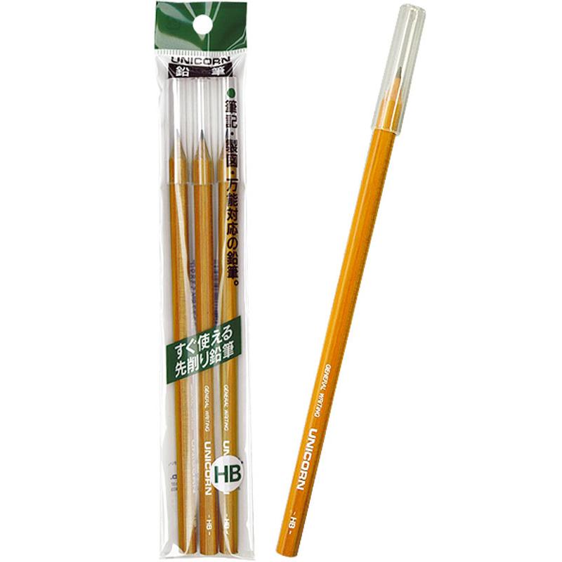 【まとめ買い=注文単位10個】三菱 先削り 鉛筆 HB 3本入(キャップ付) 31-918(se2b730) | ブランド登録なし