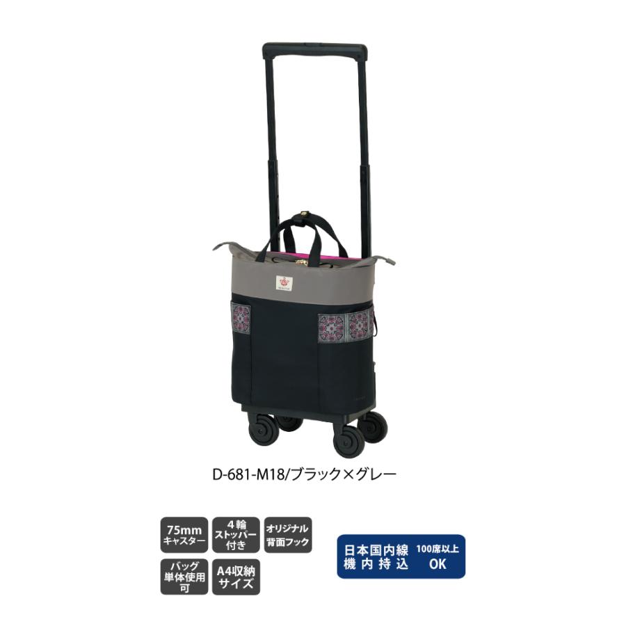 スワニー SWANY 久家道子 キャリーバッグ ショッピングカート ソフト 機内持ち込み チロリアン ジャガード Michiko Kuge スクエア刺繍  D-681-M18(su1a252)「C」 | SWANY（キャリーバック） | 02