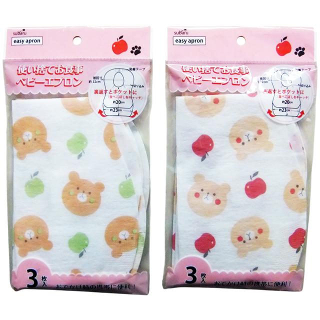 【まとめ買い=12個単位】使い捨てお食事ベビーエプロン（くま柄） アソート(色柄ある場合) 227-89(su3b392) | ブランド登録なし