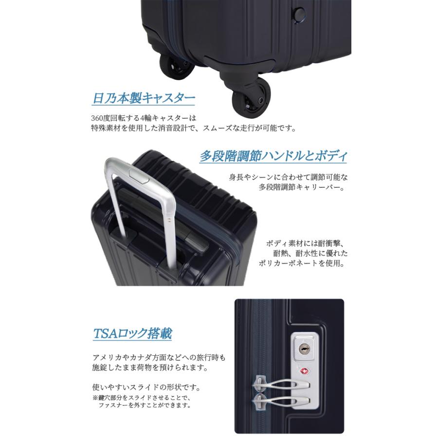 スーツケース Mサイズ 超軽量 キャリーバッグ キャリーケース TSA SiiiN+Light(シーンプラスライト) ファスナー ハード 中型 S19-C-304(su5a005)「C」 |  | 03