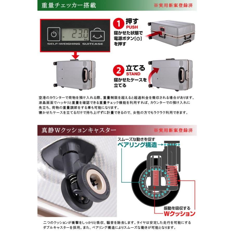 スーツケース キャリーケース Lサイズ フレーム TSA 重量チェッカー