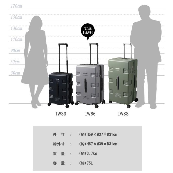 イノベーター スーツケース キャリーバッグ キャリーケース CARRY WAGON Lサイズ ジッパー TSA 大型 3泊 4泊 5泊 旅行 出張 トリオ innovator IW66 (to4a133)[C]の画像