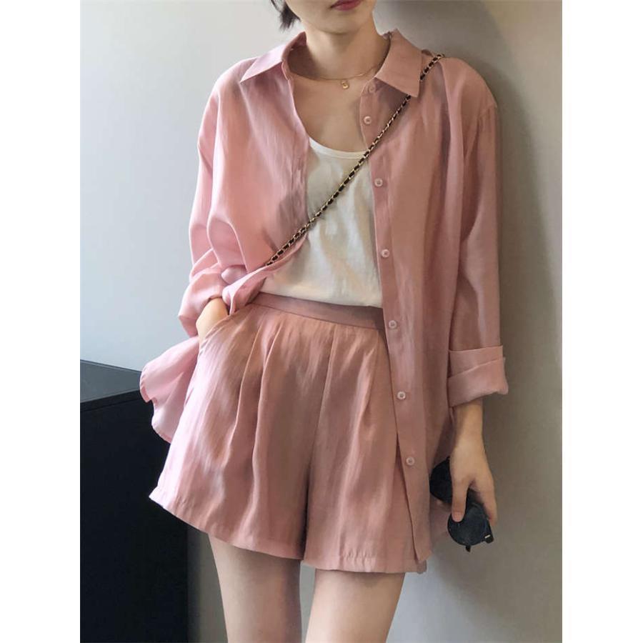 セットアップ レディース きれいめ 春夏 シアー ショートパンツ