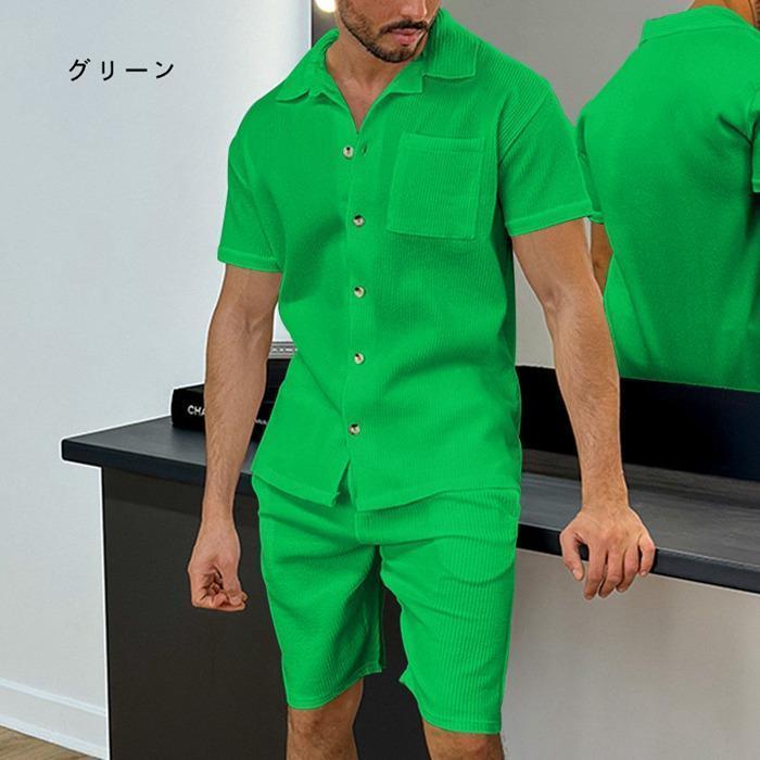 上下セット メンズ セットアップ 夏服 半袖 シャツ ショート 上下セット メンズ セットアップ 夏服 半袖 シャツ ショート