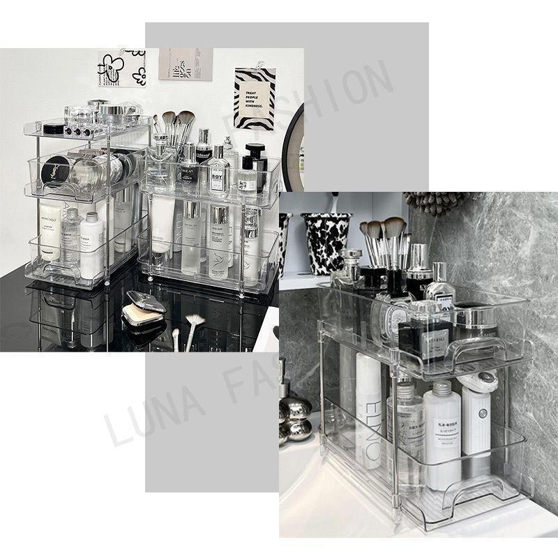 THE FRIGG 3段式収納ラック 3段全て透明 The frigg] シンプルなガラス収納ラック 3段2列 (the frigg/棚