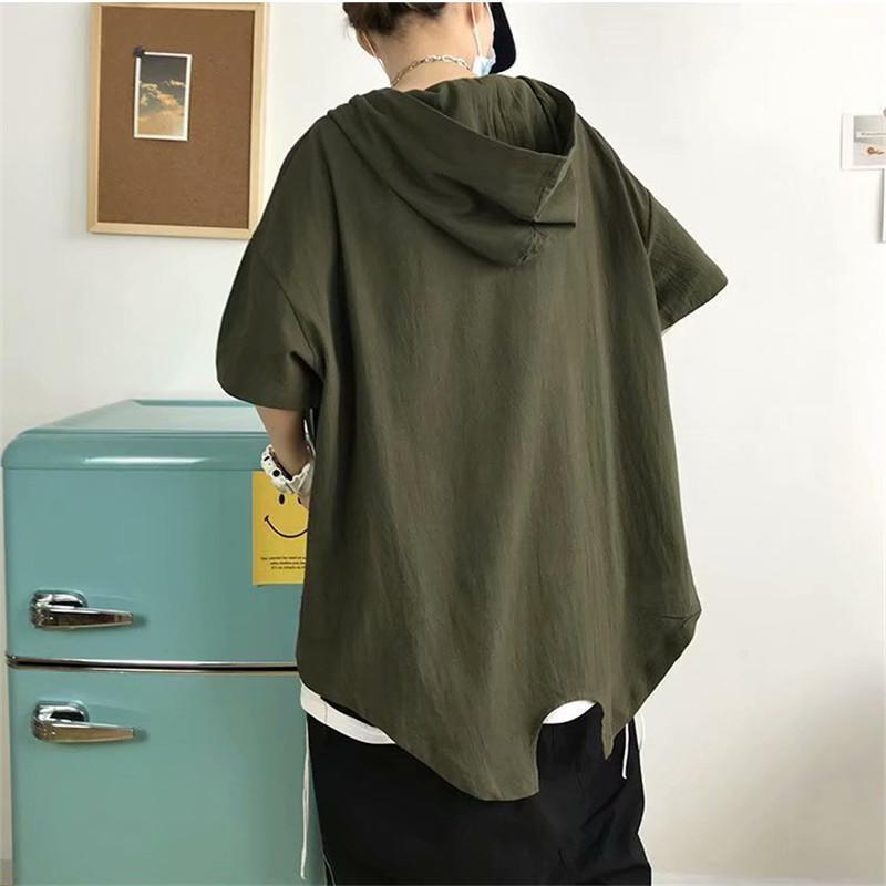 パーカー メンズ 半袖 ジップアップ ポケット ゆったり 無地 夏