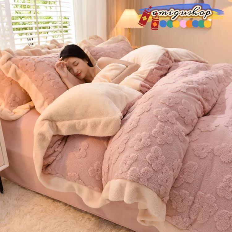 もこもこ 布団カバー シングル 3点セット フリル 北欧 ベッド もこもこ 布団カバー シングル 3点セット フリル 北欧 ベッド