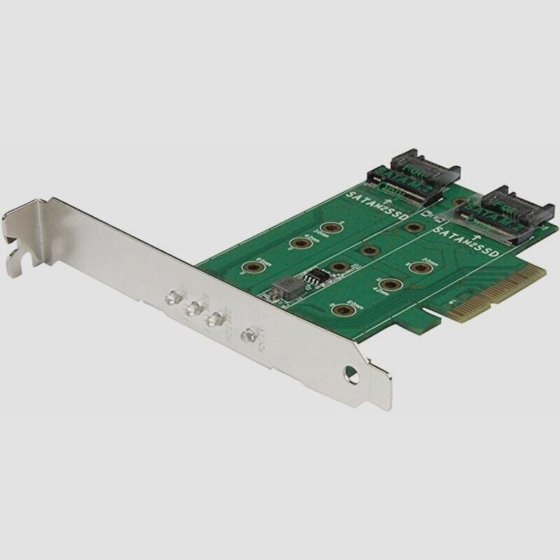 送料無料★3ポート M.2 SSD(NGFF) アダプタカード 1x PCIe M.2 + 2x SATA M.2