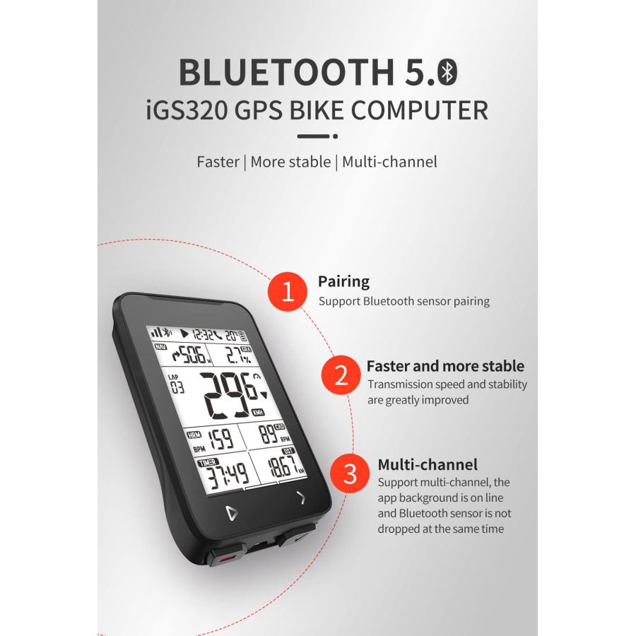 送料無料★iGPスポーツ サイクルコンピューター iGS320 GPS USB充電ブラック(14600320)｜grobalrich｜05