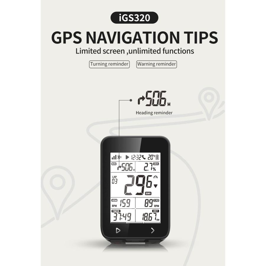 送料無料★iGPスポーツ サイクルコンピューター iGS320 GPS USB充電ブラック(14600320)｜grobalrich｜06