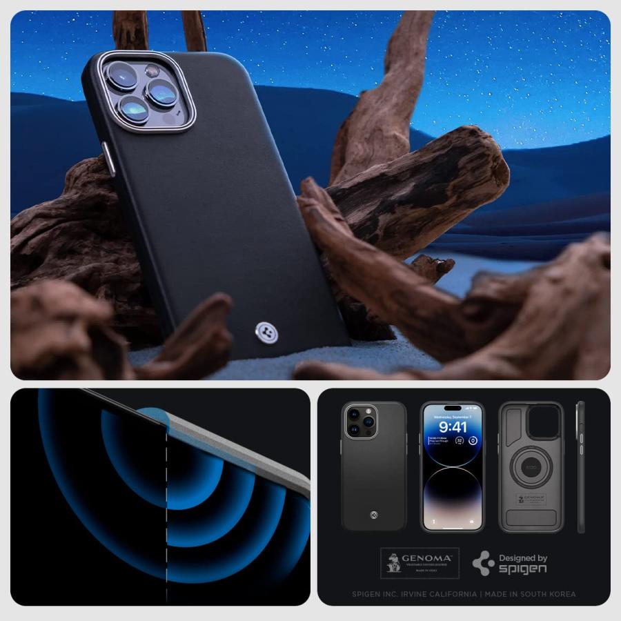 送料無料★Spigen iPhone 14 Pro Max ケース レザー ワイヤレス充電対応 エンツォ(ブラック)｜grobalrich｜08