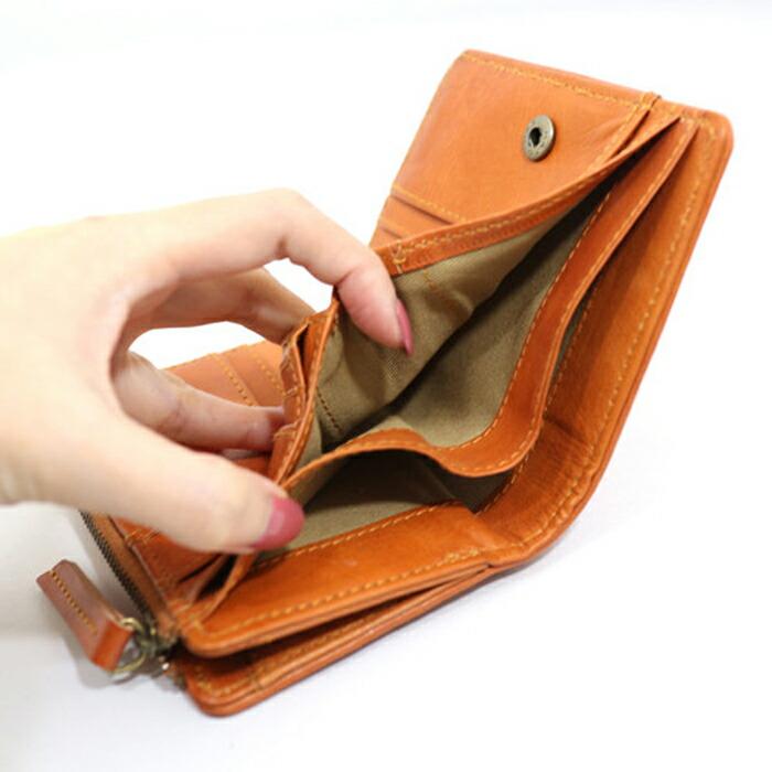 【 fes フェス 】[正規品] 48705 レザー 二つ折り財布 本革 カウレザー ステッチ ナチュラル 誕生日 母の日 クリスマス ズッケロフィラート キャメル |  | 04