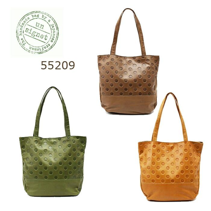 【 un signet アンシグネ 】[正規品] 55209 日本製 カウレザー ドット柄 トートバッグ レディース プレゼント    プレゼント 父の日 | un signet