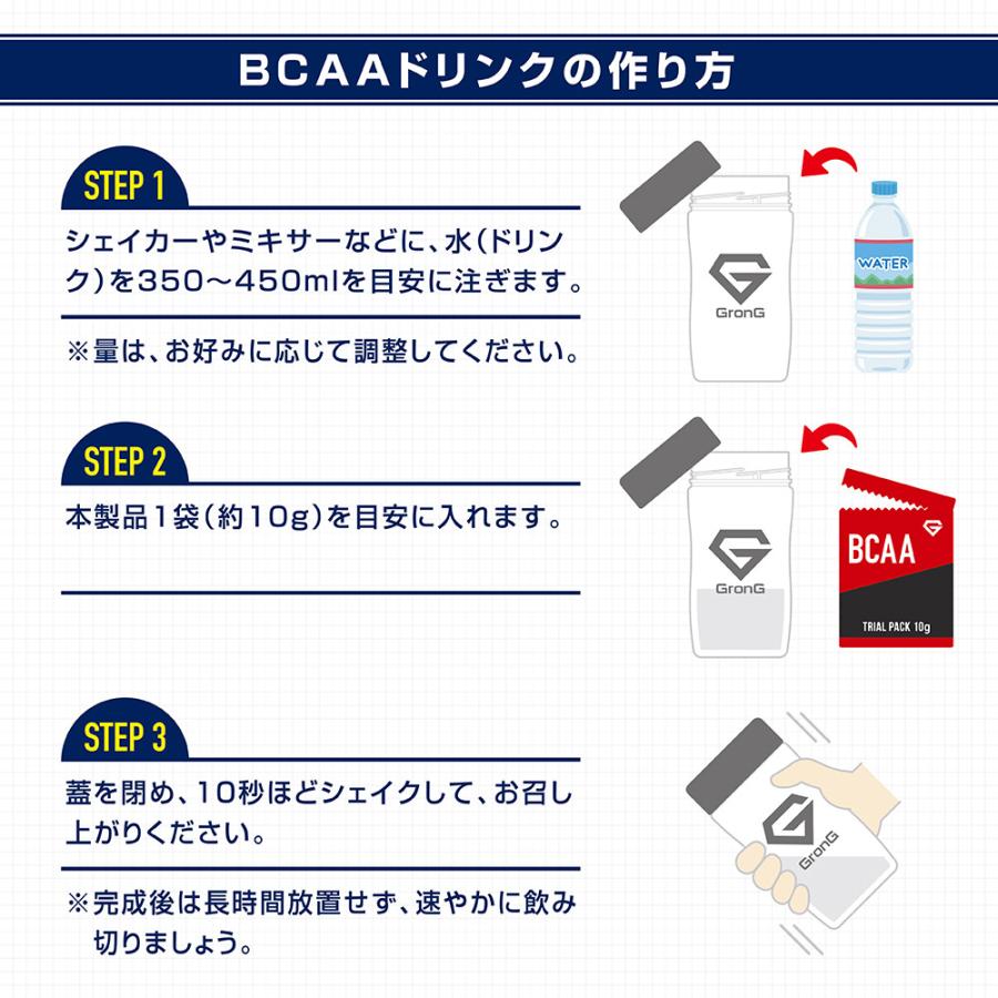 【5日は15％OFFクーポン配布】グロング BCAA 必須アミノ酸 トライアルパック 10g GronG｜grong｜26