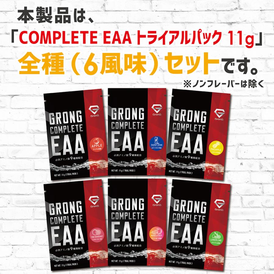 【5日は15％OFFクーポン配布】グロング COMPLETE EAA 必須アミノ酸 トライアルパック 11g 全6種セット GronG｜grong｜03