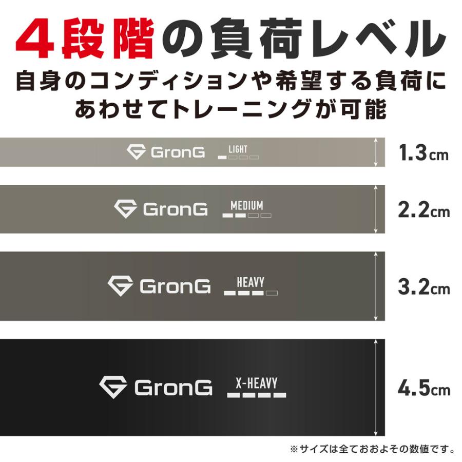 グロング トレーニングチューブ ゴムチューブ 筋トレチューブ バンドタイプ 外径208cm 負荷レベル HEAVY GronG｜grong｜04