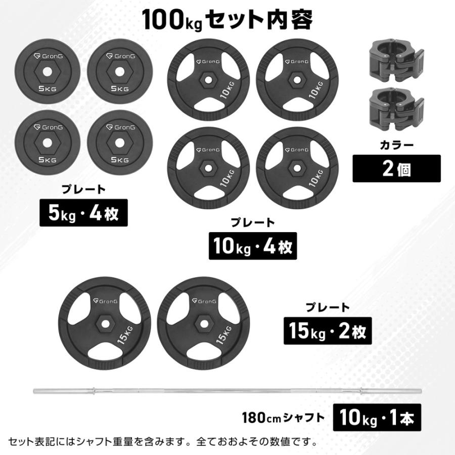 GronG バーベルセット　①シャフト・カラー・5kgプレート4枚 GronG バーベルセット ①シャフト・カラー・5kgプレート4枚 アイアン