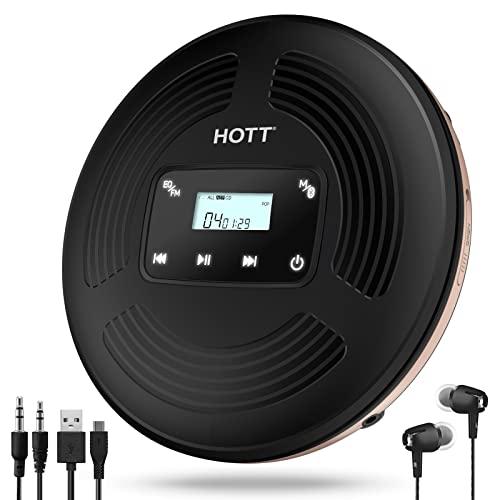ポータブルCDプレーヤー Bluetooth対応 コンパクト HOTT USB充電式 CDプレイヤー 1800mAhの大容量バッテリー内蔵