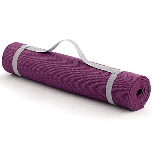メーカー純正品 LaVIE(ラヴィ) ヨガマット スーパーグリップヨガマット6mm プラム 肩掛けバンド付き 3B3167