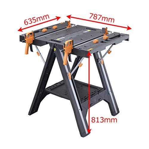 WORX ワークス 折りたたみ 作業台 ワークテーブル Pegasus ペガサス WX051 クランプドッグ4個 クイッククランプ2個付き グレ｜gronlinestore｜02