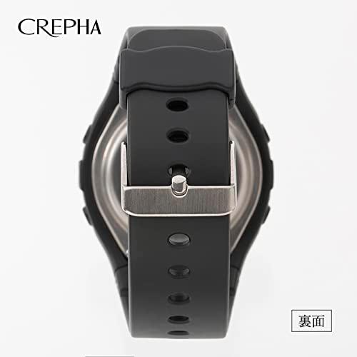 CREPHA  腕時計 デジタル 電波 防水 多機能 ウレタンベルト メンズ ブラック｜gronlinestore｜02