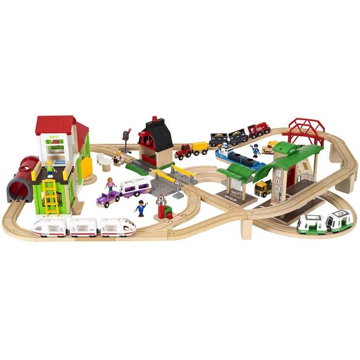 BRIOブリオ 木のおもちゃ BRIOワールドセット 列車 収納ボックス付 知育玩具 陸橋 駅 トンネル