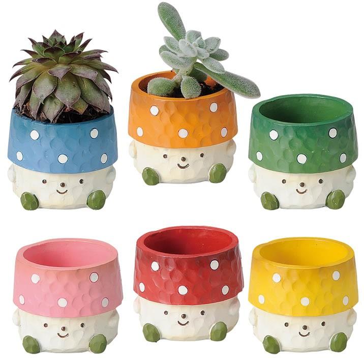 レジンミニポット6個セット キノコ きのこ ショート プランター植木鉢 1号 多肉植物 かわいい 庭 飾り ガーデニング Ke35s グルーヴプラン Yahoo 店 通販 Yahoo ショッピング