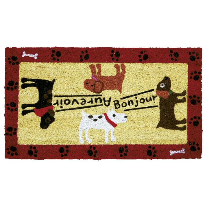 送料0円 玄関マット屋外用 コイヤーマット 犬 Bonjour Aurevoir 手形 たくさんイヌ かわいい Novabookings Com Br