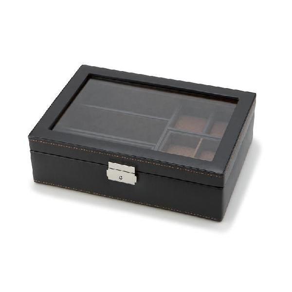 男のアクセサリーボックスl 黒 ブラック 新品即決 合皮 眼鏡 メンズ 腕時計ケース