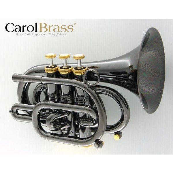 Carol Brass（キャロルブラス） ポケットトランペット N3000 BLK GB-BELL ゴールドブラスベル・ブラックニッケル｜groovin-trumpet｜02